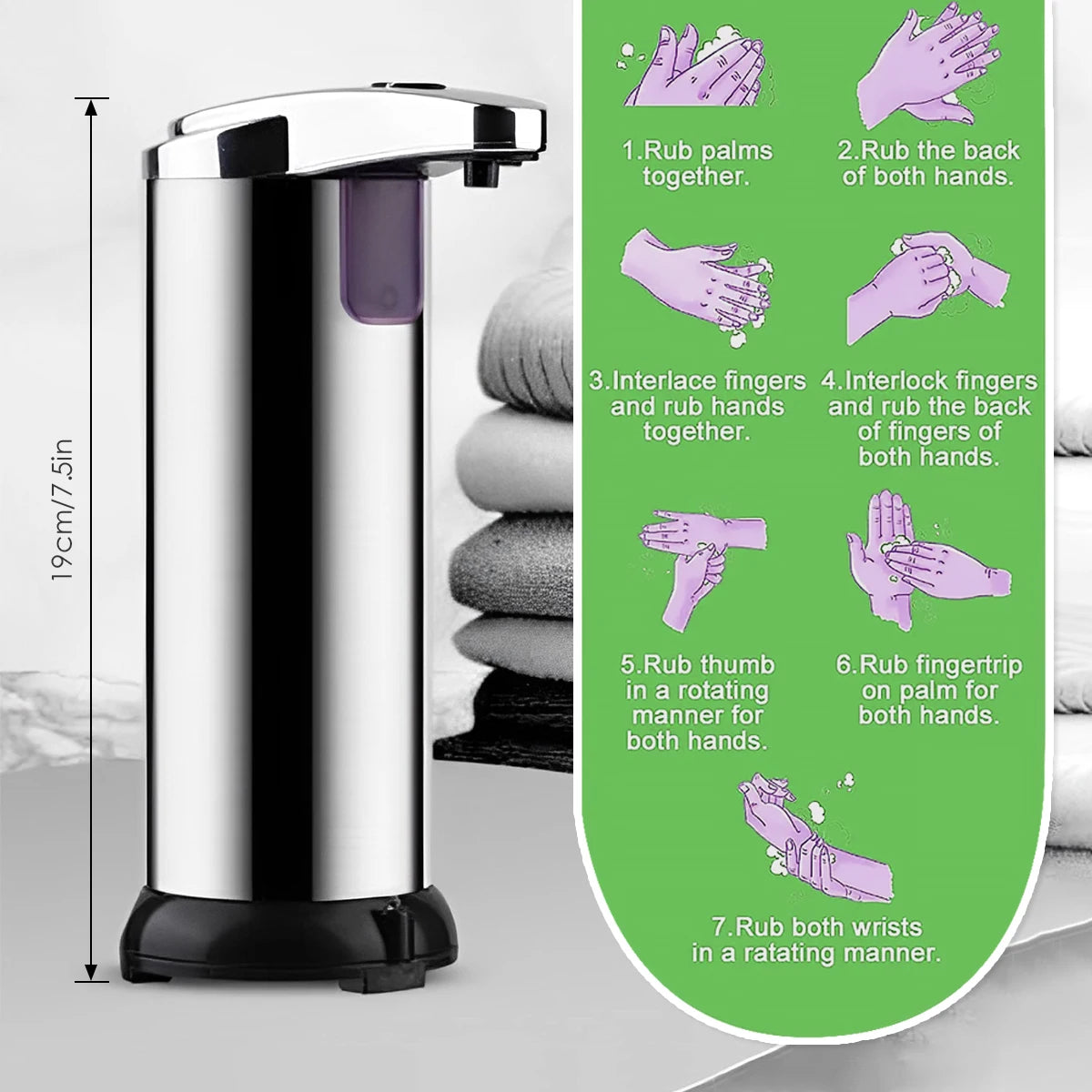 280Ml Automatic Soap Dispenser 3 Adjustable Level Touchless Hand Soap Dispenser Motion Sensor Smart Hand Sanitizer