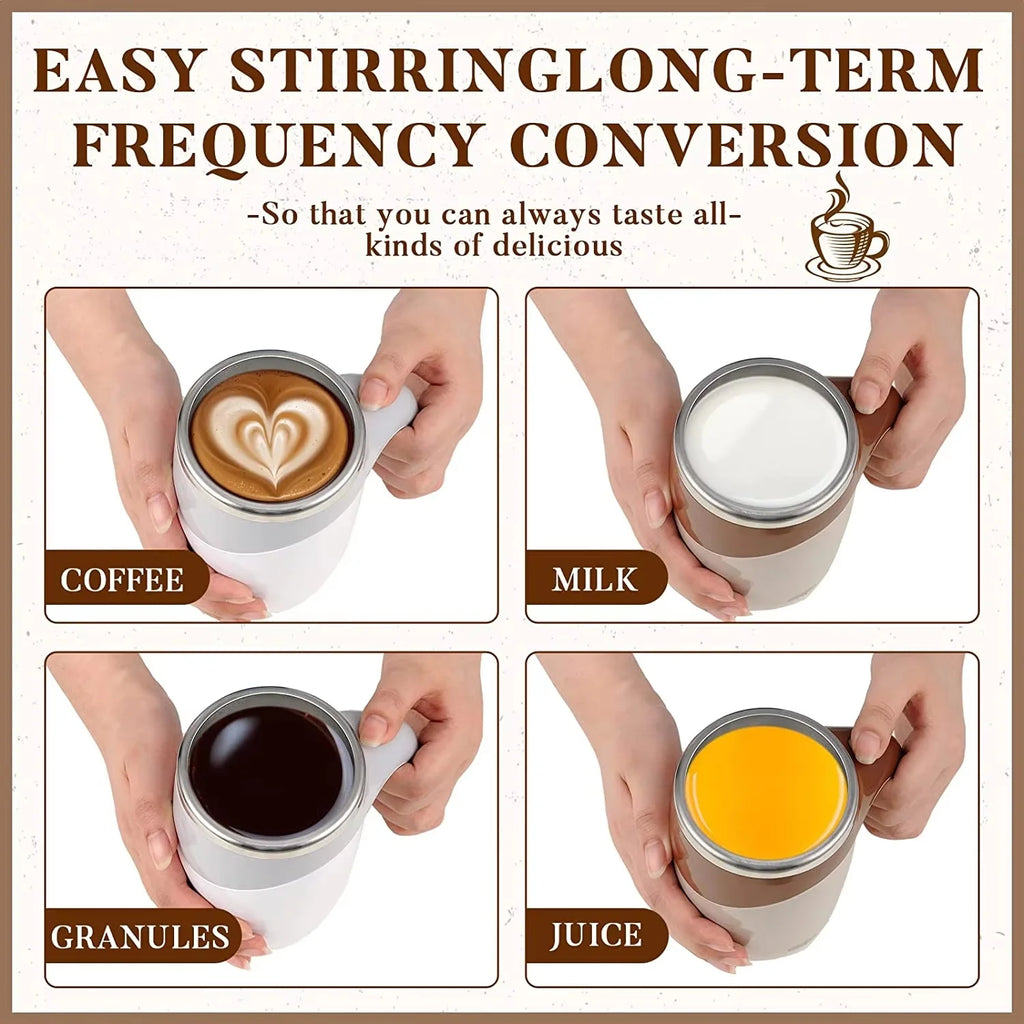 304 Stainless Steel Self Stirring Magnetic Mug Portable Electric Blender Rechargeable Coffee Milk Tea Mixer for Travel Office